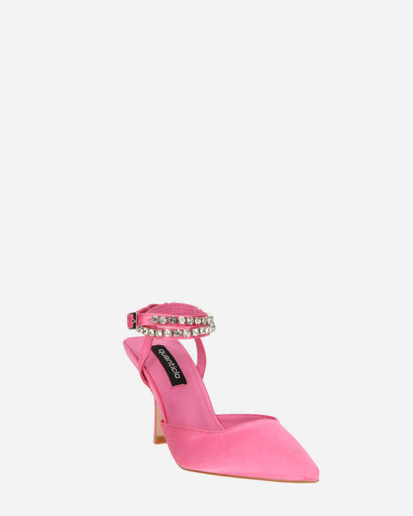 DORIS - scarpe con tacco il lycra rosa e gemme sul cinturino
