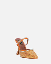 PERAL - scarpa con tacco in glitter arancio con gemme