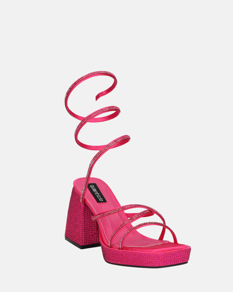 AZUKA - sandales fuchsia à talon et spirale