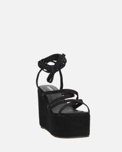 OLLIE - zeppa nera con lacci glitterati