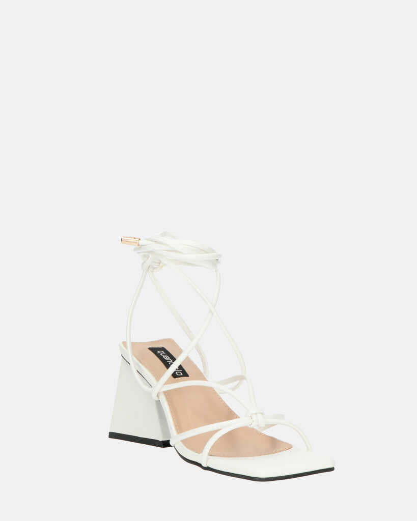 MELISA - sandali con lacci in ecopelle bianca