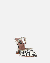 PERAL - scarpa con tacco in leopardato bianconero con gemme