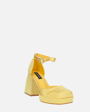 VIDA - scarpe con tacco squadrato in satin giallo