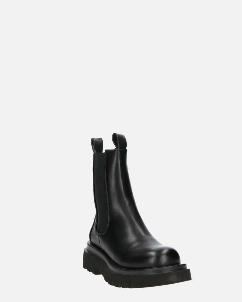 FEBE - chaussures noires avec élastique en simili cuir