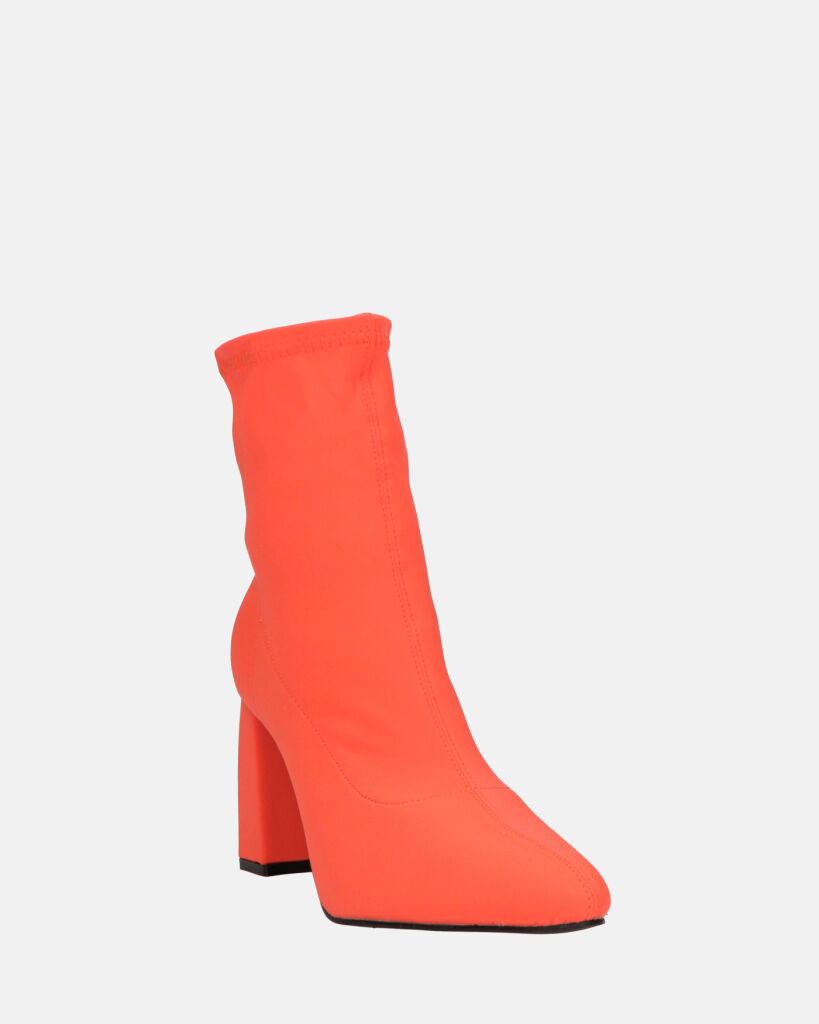 MARGOT - stivaletti in lycra arancione con tacco