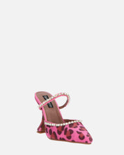 PERAL - scarpa con tacco in leopardato rosa con gemme