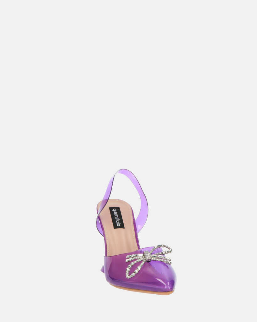 CONSUELO - tacchi in perspex viola con decorazioni in punta