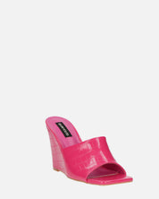 MARGHERITA - sandales compensées en glassy fuchsia crocodile