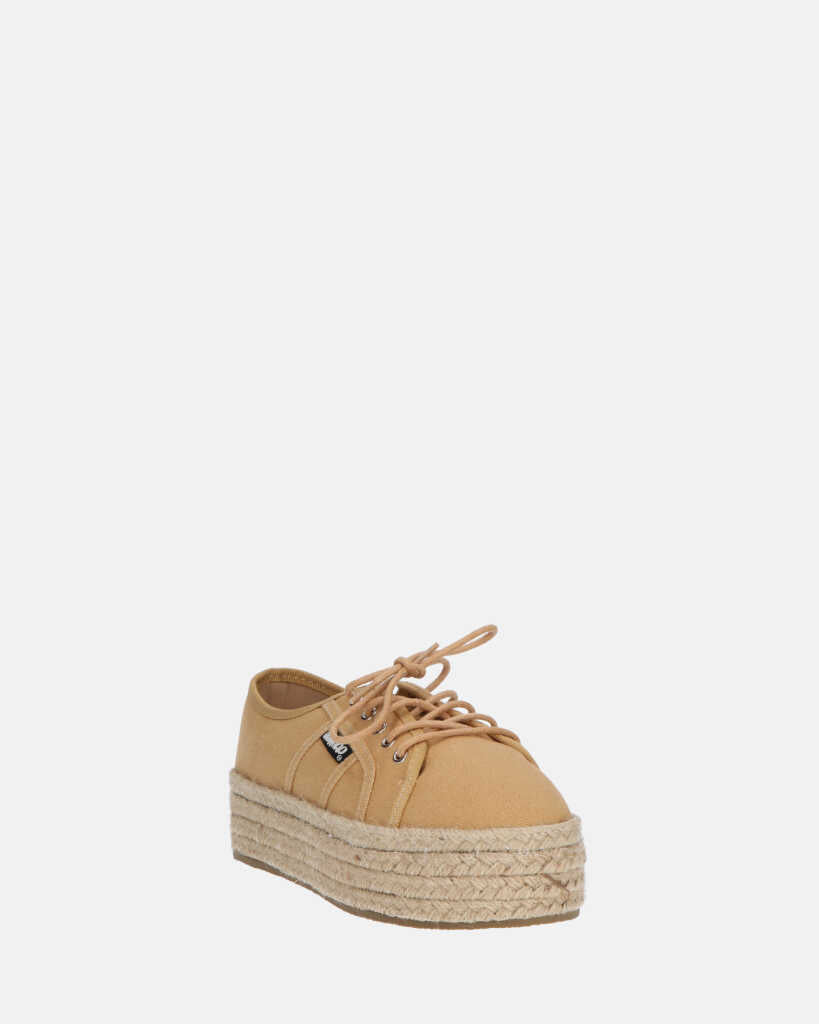 DESTINY - espadrilles à plateforme en dentelle beige