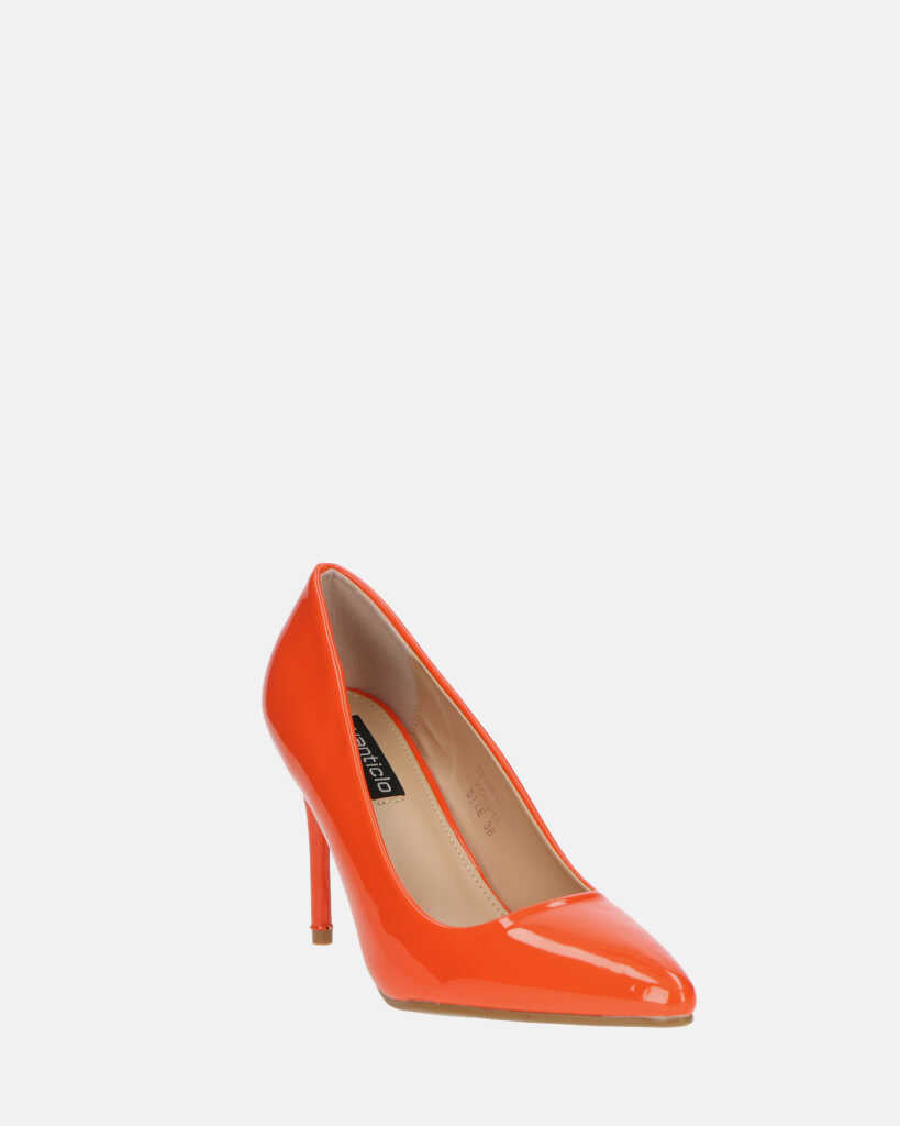 PORSHA - decolette in glassy arancione con tacco a spillo