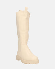 ARIANNA - stivali alti beige con banda elastica e cerniera