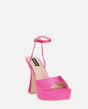 MARZIA - escarpins à talon carré en lycra fuchsia avec bride