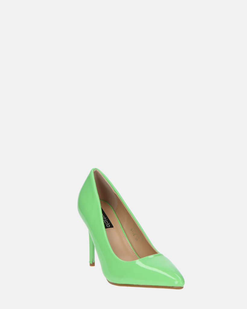 PORSHA - decolette in glassy verde con tacco a spillo