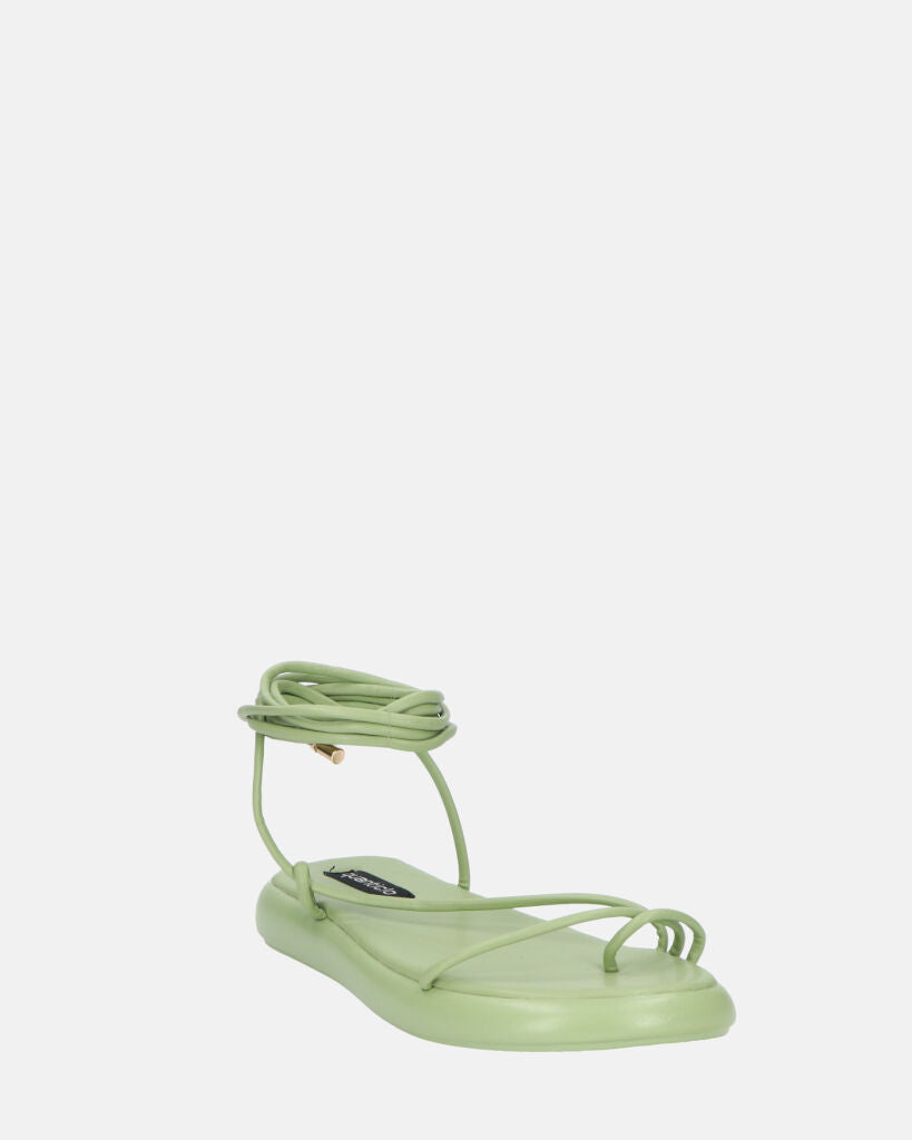 LACEY - sandali infradito bassi verdi con lacci