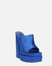 PHILOMENA - sandali platform con tacco alto in lycra blu