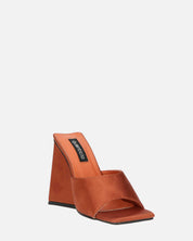 KAMELYA - sandali con tacco squadrato in lycra color rame