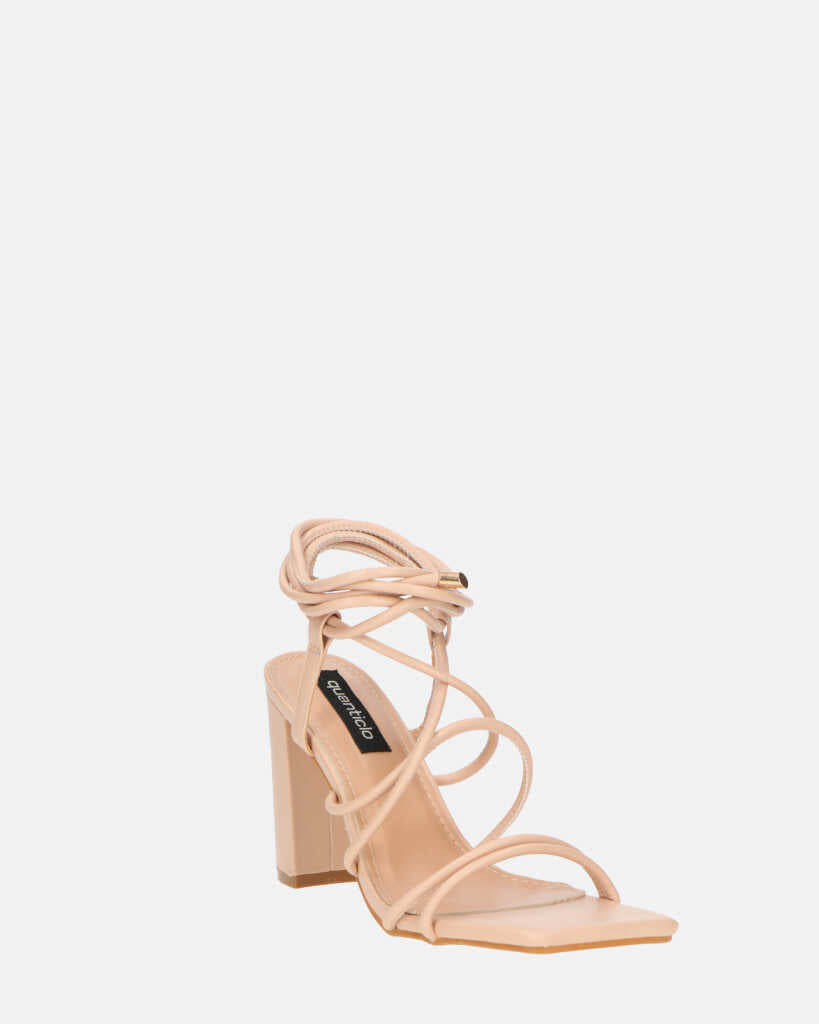MARISOL - sandali con tacco beige con lacci