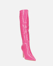 LOLY - stivale con tacco in coccodrillo rosa