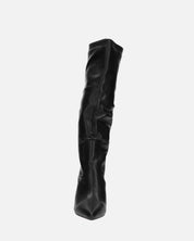 CAROLINE - stivale alto nero con tacco in pelle