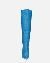 LOLY - stivale con tacco in coccodrillo blu