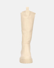 ARIANNA - stivali alti beige con banda elastica e cerniera