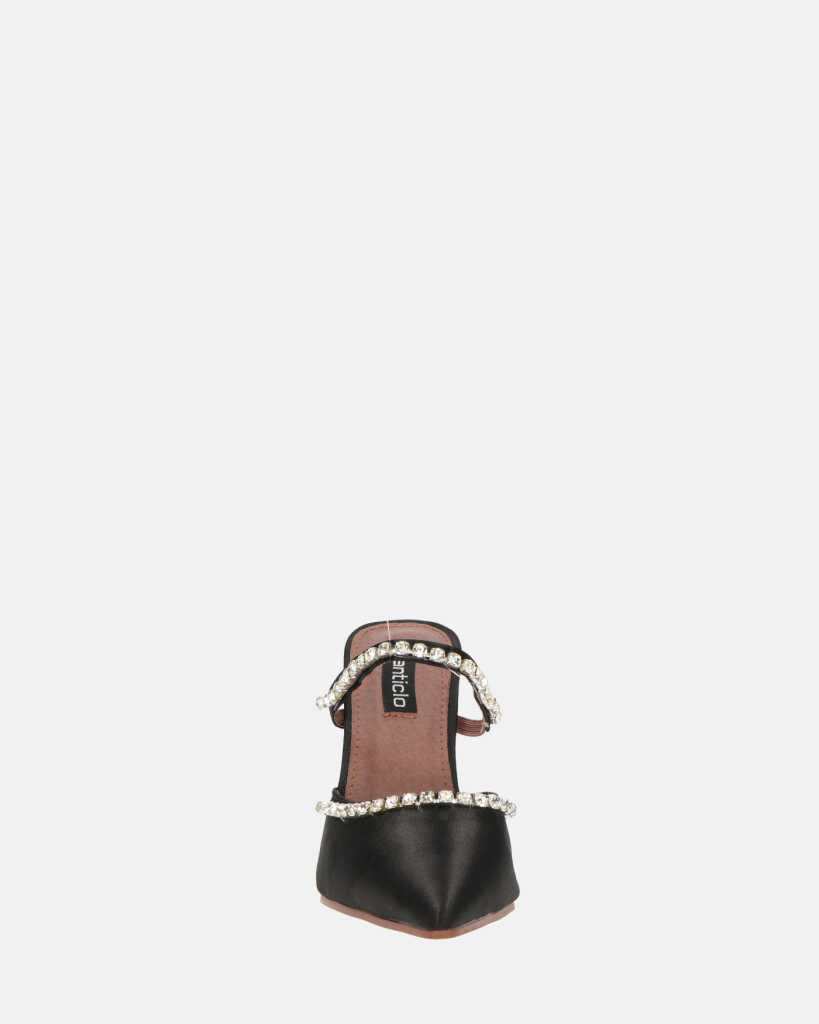 PERAL - scarpa con tacco in nero lycra con gemme