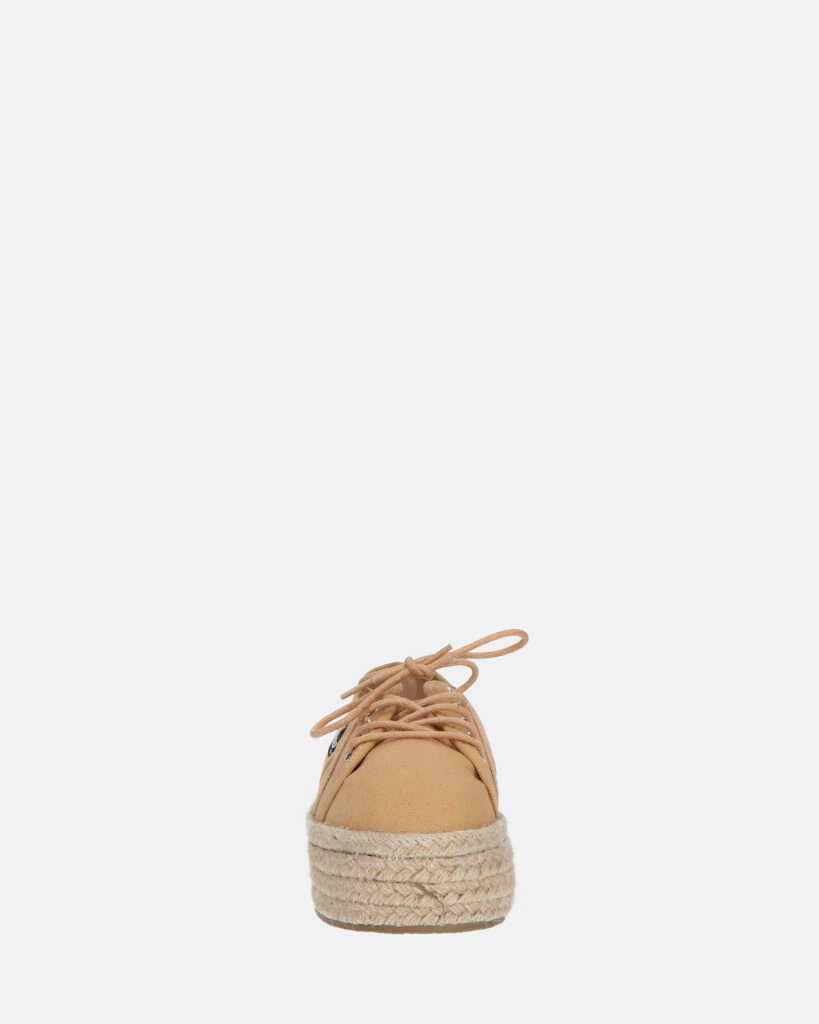 DESTINY - espadrilles à plateforme en dentelle beige