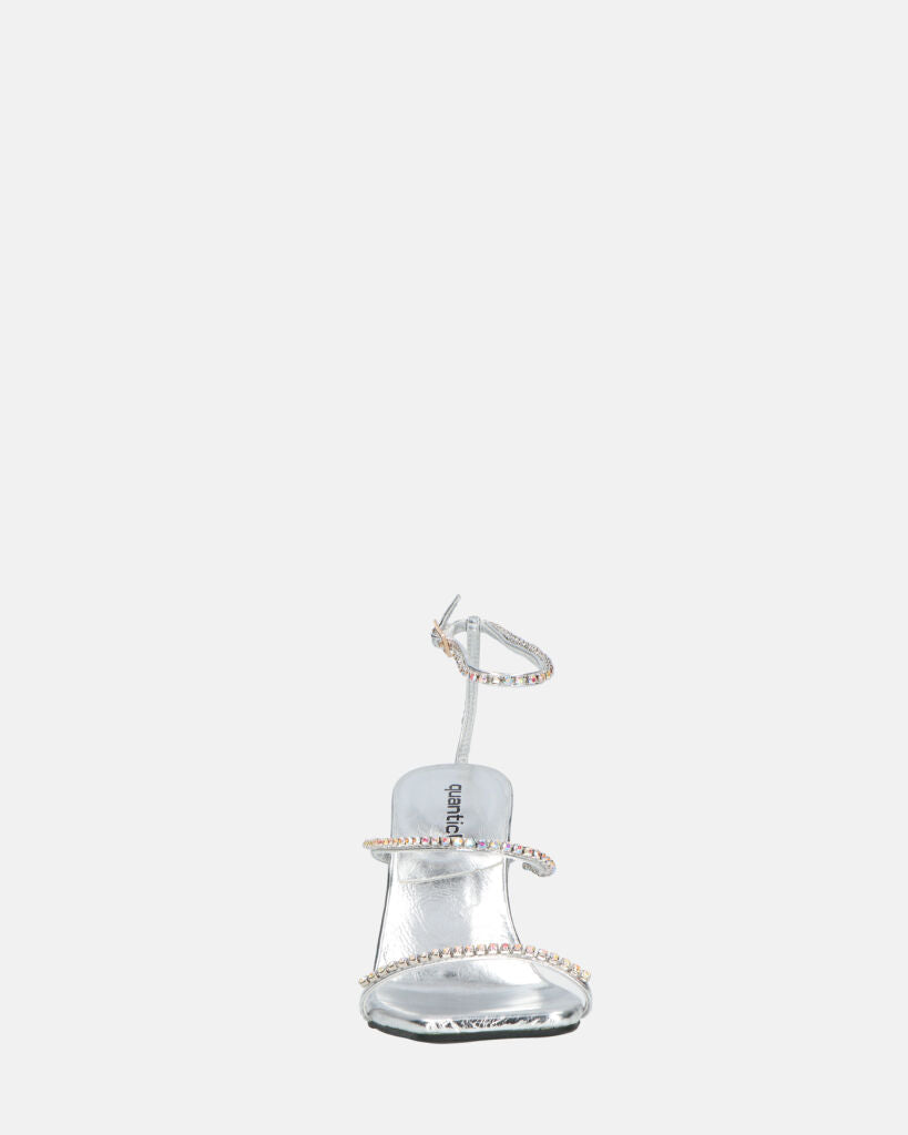 RAHA - sandali in glassy argento con gemme
