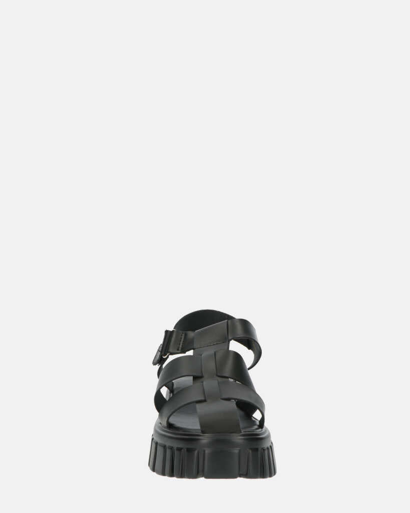 MACKENZIE - sandali platform con cinturini in ecopelle nera