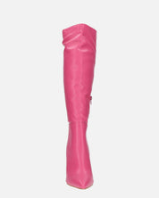 KAYLA - stivali alti con tacco in PU fucsia e cerniera laterale