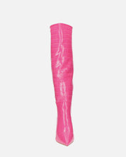 LOLY - stivale con tacco in coccodrillo rosa