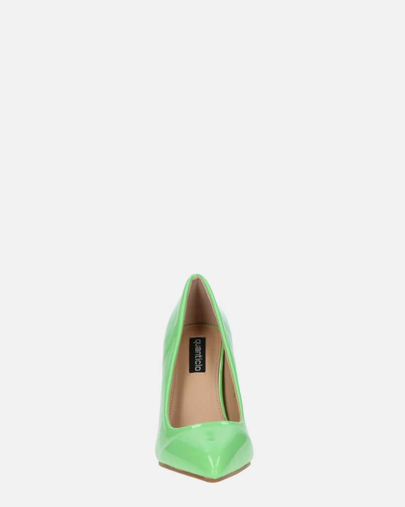 PORSHA - decolette in glassy verde con tacco a spillo