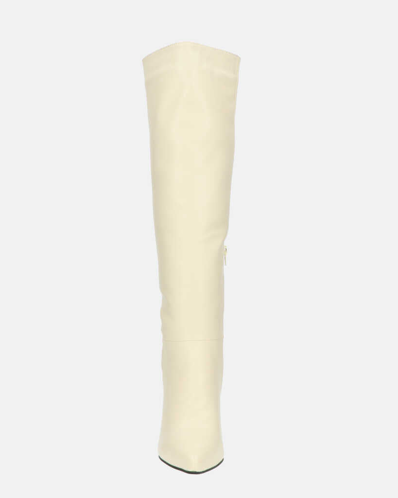 KELLY - stivale alto beige con cerniera laterale