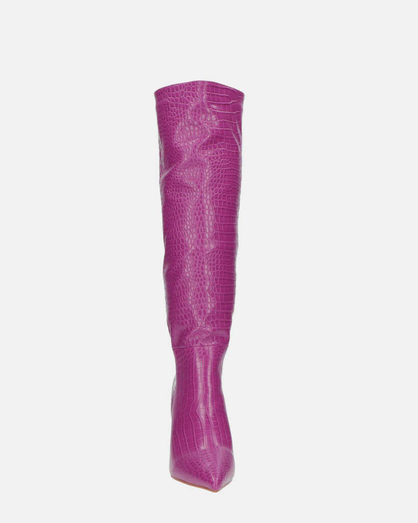 LOLY - stivale con tacco in coccodrillo viola