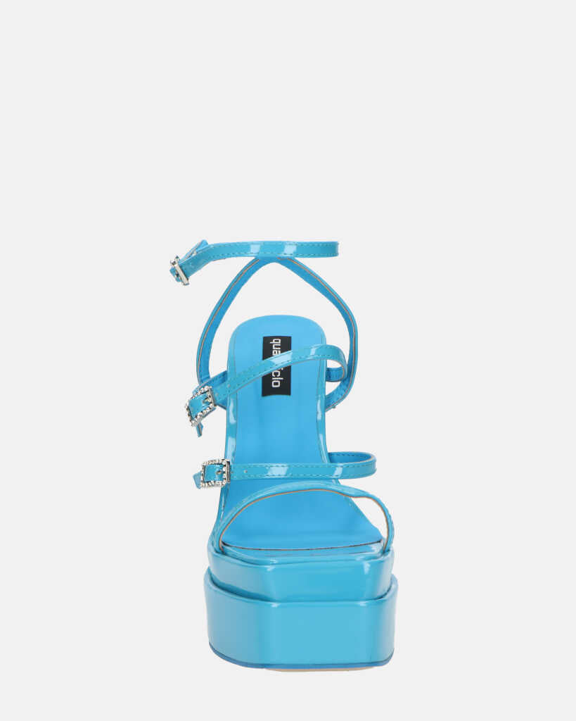 TEXA - sandali con cinturino e tacco alto in azzurro