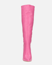 TRUDY - stivali alti con tacco alto in PU fuchsia