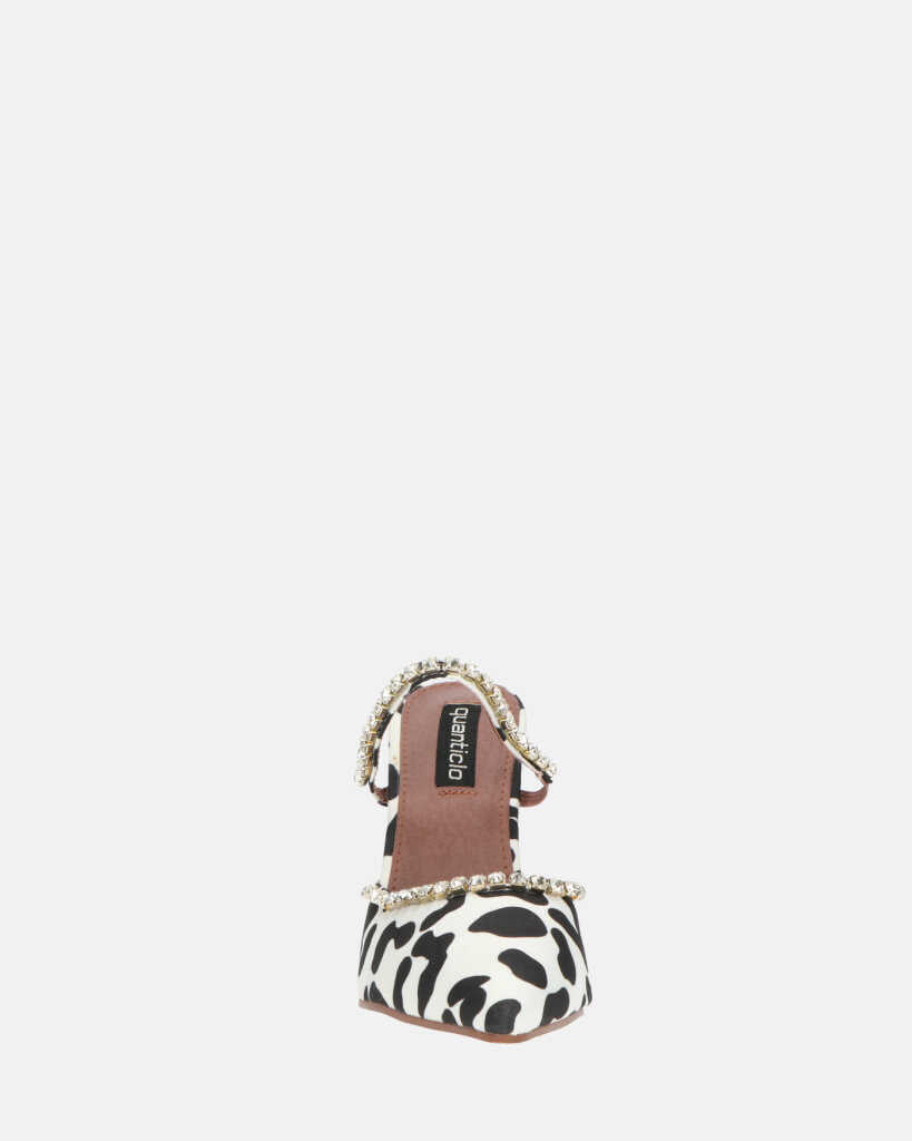 PERAL - scarpa con tacco in leopardato bianconero con gemme