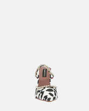 PERAL - scarpa con tacco in leopardato bianconero con gemme