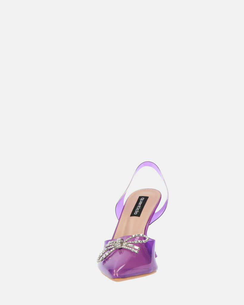 CONSUELO - tacchi in perspex viola con decorazioni in punta