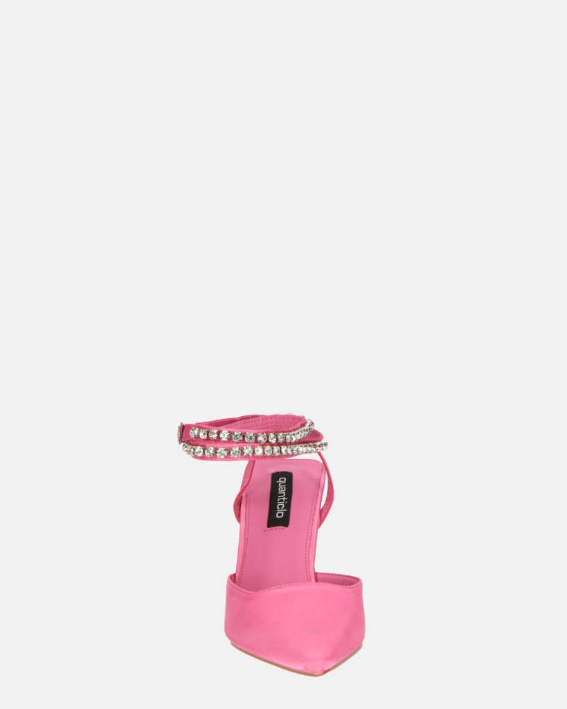 DORIS - scarpe con tacco il lycra rosa e gemme sul cinturino