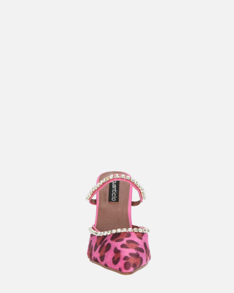 PERAL - scarpa con tacco in leopardato rosa con gemme