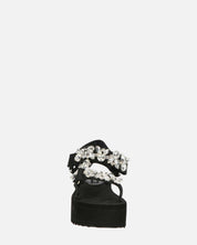 LIZIE - sandalo con plateau in camoscio nero e gemme