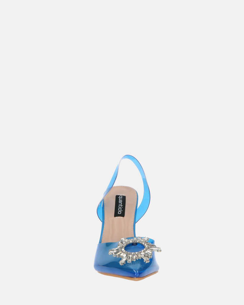 KENAN - scarpe in perspex blu con decorazione di gemme in punta