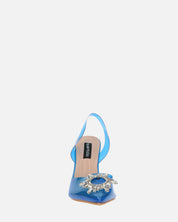 KENAN - scarpe in perspex blu con decorazione di gemme in punta