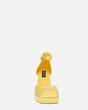 VIDA - scarpe con tacco squadrato in satin giallo