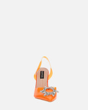 KENAN - scarpe in perspex arancio con decorazione di gemme in punta