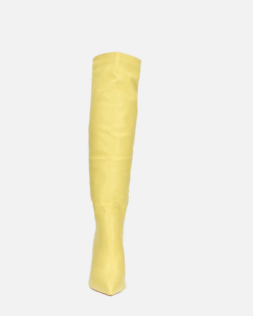 LOLY - stivale con tacco in pitonato giallo