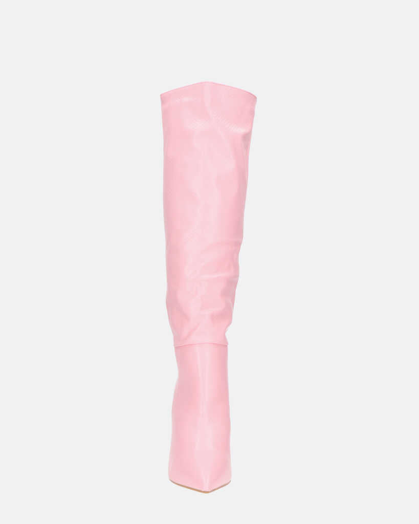 LOLY - stivale con tacco in pitonato rosa