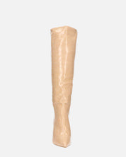 LOLY - stivale con tacco in coccodrillo beige