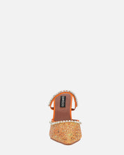 PERAL - scarpa con tacco in glitter arancio con gemme